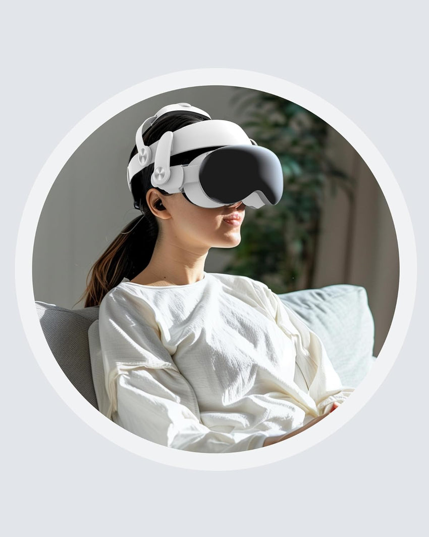 SODI Vision Pro VR Head Strap for Apple Vision Pro, Weight-Balanced Comfort, Pressure-Reducing, One-Button Retractable, Dual Knob Adjustment, Easy Installation, Wider Head Fit (white)