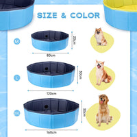 Nobleza Dog Pool Extra Large Foldable Pet Dog Paddling Swimming Pool for Dogs Puppy Portable PVC Non-Slip Outdoor Dogs Bathing Tub for Garden Patio Bathroom 160x30cm Blue