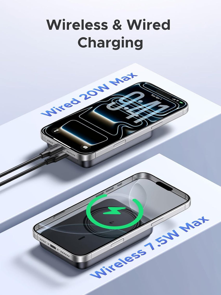 UGREEN Nexode Magnetic Wireless Power Bank Fast Charging, 10000mAh MagSafe-Compatible Portable Charger PD 20W USB-C Battery Pack Compatible with iPhone 16/15/14/13/12 Plus/Pro/Pro Max/Mini