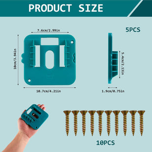 5 Pack Battery Holder for Makita 18V Batteries Wall Mount Dock Organizer for BL1860 BL1850 BL1840 BL1830 (Includes 10 Screws No Battery)