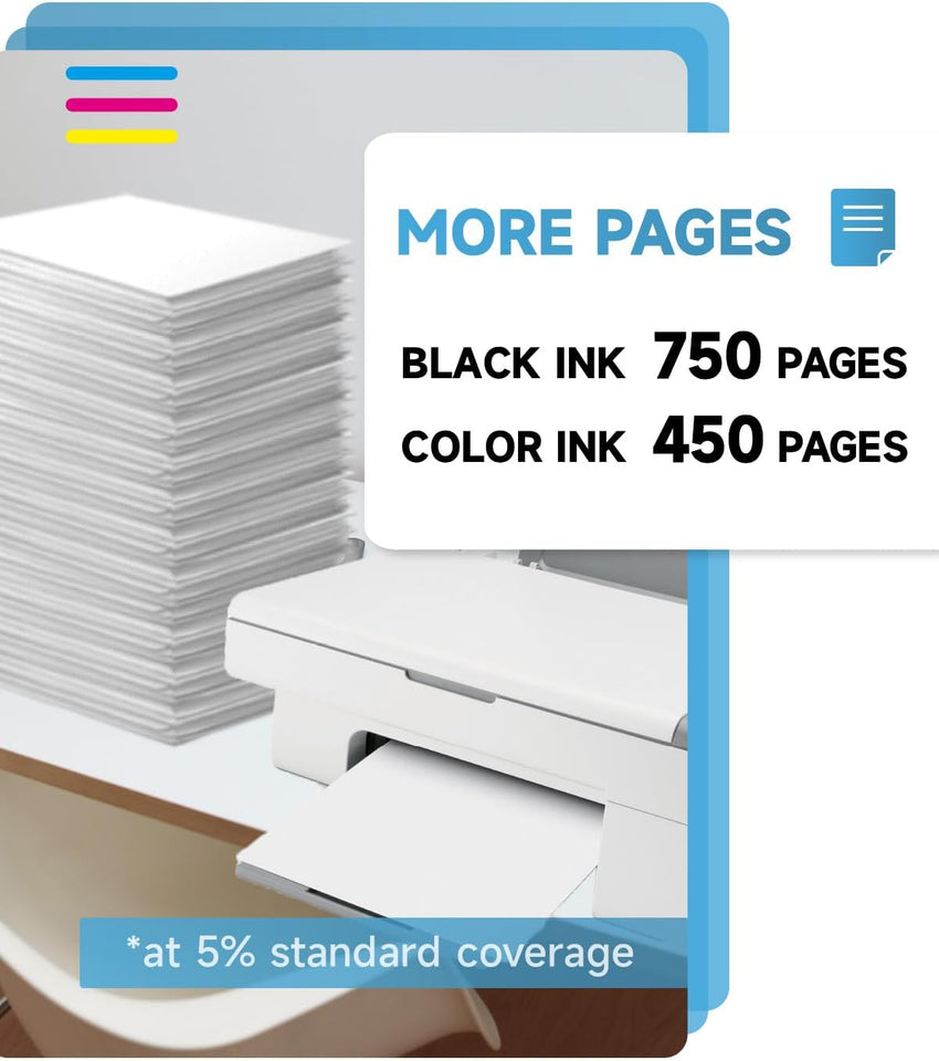 301XL Ink Cartridges BK/CMY- 750/450+ Pages, Replacement for HP 301 Ink Cartridges Black and Colour Original, Printer Ink 301 XL for DeskJet 3050 2050 2540 1050 Envy 4500 4504 OfficeJet 2620 4630 4632