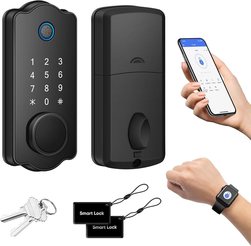 MYPIN Smart Door Lock, Fingerprint Door Lock, Keyless Smart Lock, Digital Door Lock, Smart Locks Front Door with App Control, Key, Card, Electronic Touch Keypad Locks for Doors Auto Lock Waterproof
