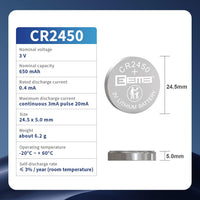 EEMB 5 PACK CR2450 Battery 3V Lithium Battery 2450 Button Coin Cell Batteries DL2450, ECR2450, BR2450 for Watch Tea Lights Votive Candles Alarm System Car Key Fob Remote Control Calculators Toys Games