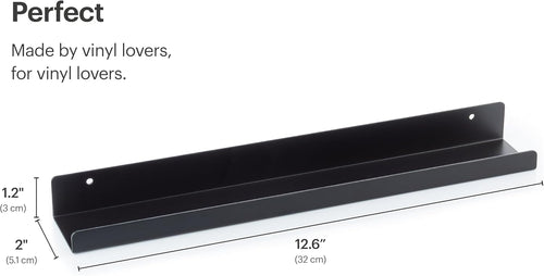 MÃNKE Vinyl Record Shelf - A Display Shelf Made of Sleek Metal - A Wall Mount Display for Your Favorite or Now-Playing Records -This Vinyl Record Holder Fits All Records (Black)