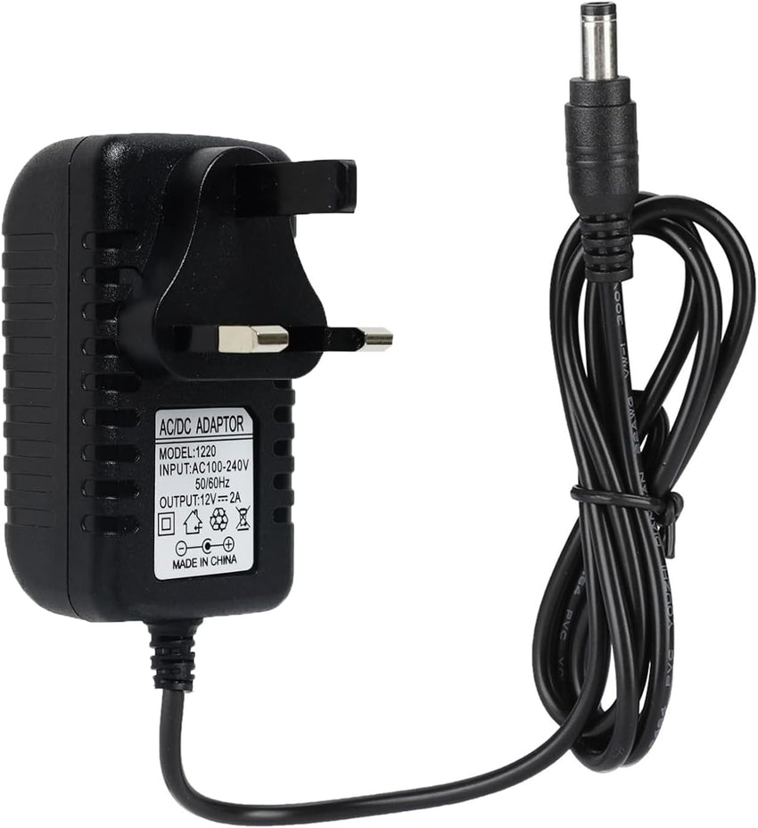 Universal 12V 2A Power Supply, DC/AC Adapter 100-240V 50/60Hz, 5.5mm x 2.1mm Plug, AC Adapter Is Suitable for LED Light Strips, Routers and Other Devices
