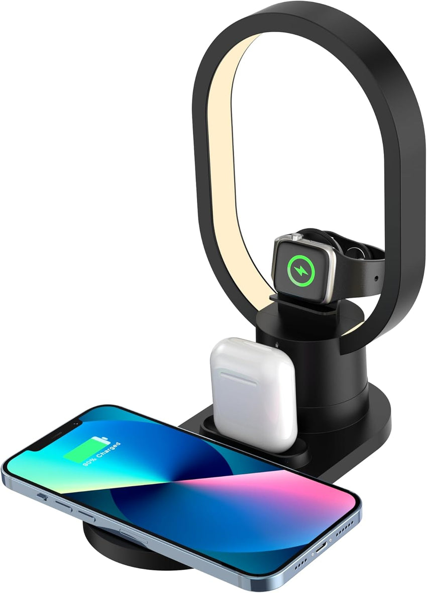 iN 3-in-1 Wireless Charging Station with Night Lamp for Apple Devices | Travel Stand, Fast Charger for iPhone16/15/14/13/12/11 | MagSafe Magnetic Charger for Apple Watch,AirPods,Fast Charge