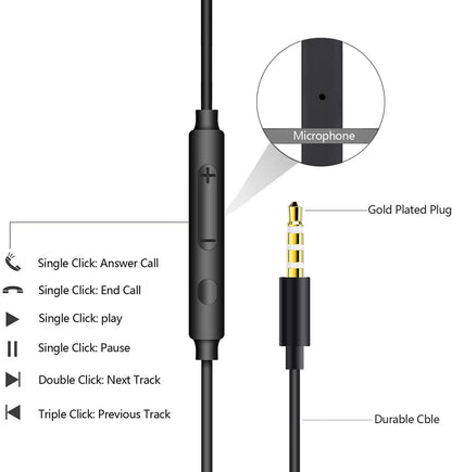 2 Pack Earphones Wired Headphones In Ear Wired Earbuds with Microphone Noise Isolating Headset remote sound control Compatible With Phone Samsung Huawei Android Smartphones Tablets Laptops