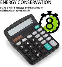 Desktop Calculators Solar & Battery Power 12 Digit Large LCD Display with Included AA Battery Power for Business Office School Home(classic black)