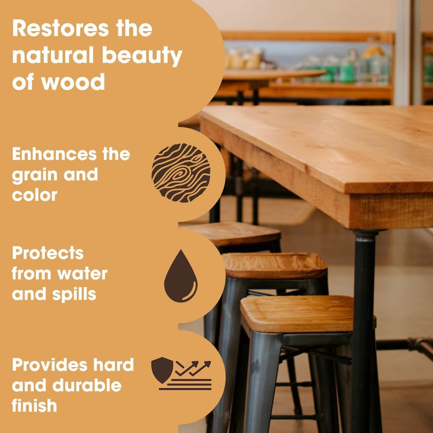 Furniture Clinic Danish Oil for Wood - Premium Finishing Oil to Enhance The Natural Beauty of Oak, Pine & Wooden Worktop Surfaces - Seal & Protect for a Satin Finish - 500ml