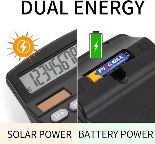 Bimormat Desktop Calculators Solar & Battery Power 12 Digit Large LCD Display with Included AA Battery Power for Business Office School Home(classic black)