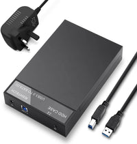 RSHTECH Hard Drive Enclosure, External USB 3.0 to SATA HDD Caddy Portable Disk Case for 2.5 3.5 inch SATA I/II/III HDD SSD, Support UASP & 16TB Drives (Black)
