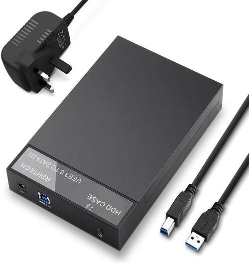 RSHTECH Hard Drive Enclosure, External USB 3.0 to SATA HDD Caddy Portable Disk Case for 2.5 3.5 inch SATA I/II/III HDD SSD, Support UASP & 16TB Drives (Black)