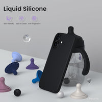 ORNARTO Compatible with iPhone 16 Case 6.1", Slim Liquid Silicone 3 Layers Full Covered Soft Gel Rubber 16 Phone Cases Cover 6.1 inch Black