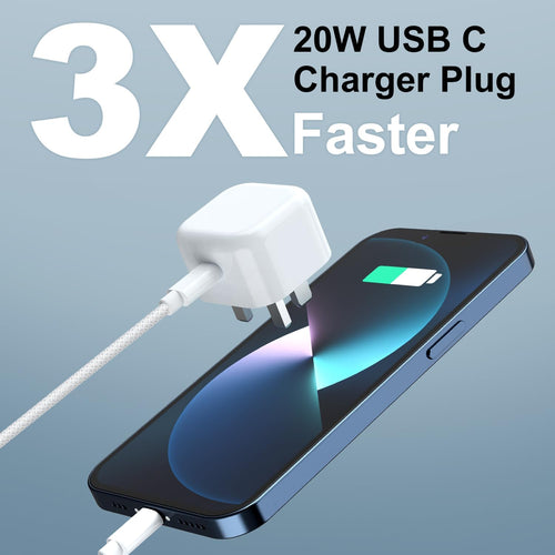 iPhone Charger Fast Charge, 20W iPhone Fast Charger Plug with 2M USB C to Light-ning Cable for iPhone 14 13 12 11 Pro Max/Mini/XS/SE/8, USB C Plug Phone charger USBC Power Adapter