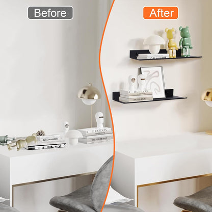 YUET Bathroom Shelf 2 Pack Wall Mounted Ã¢ÂÂ Black 30cm