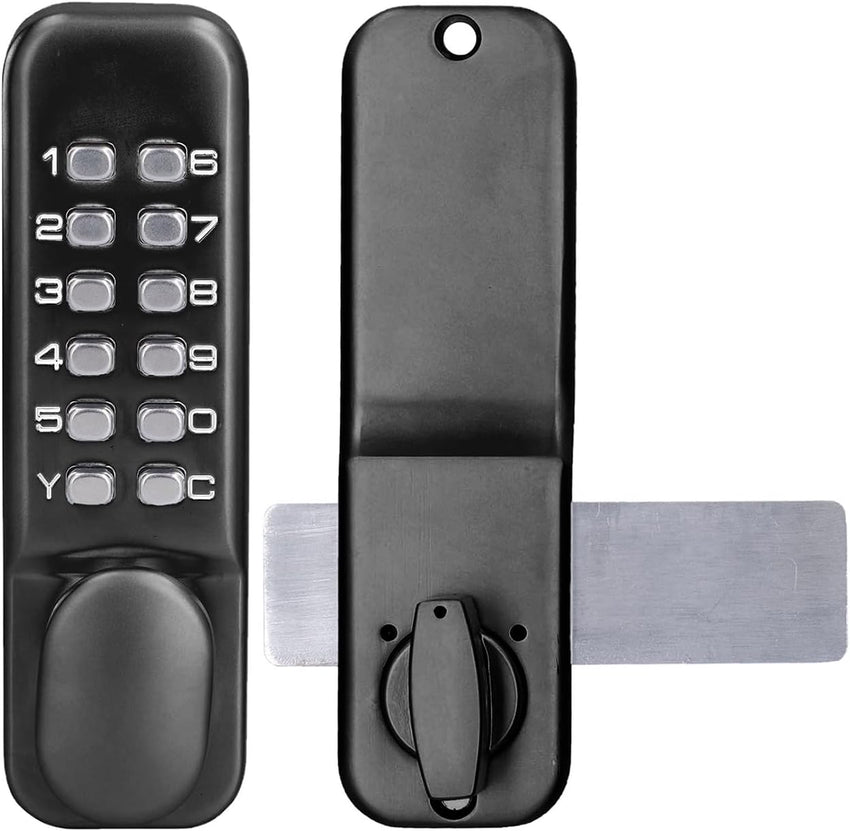 Pin Door Lock, Mechanical Combination Lock, Chrome Latch Keyless Entry, Anti Theft Codes Deadbolt Lock for Bidirectional Gate Glass Door