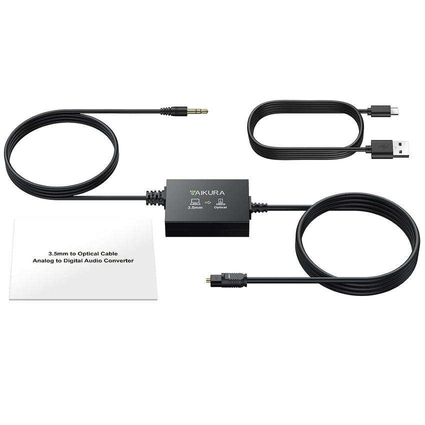 AD Converter Analog-to-Digital 192kHz 3.5mm to Optical SPDIF Toslink with Cables â with Cables