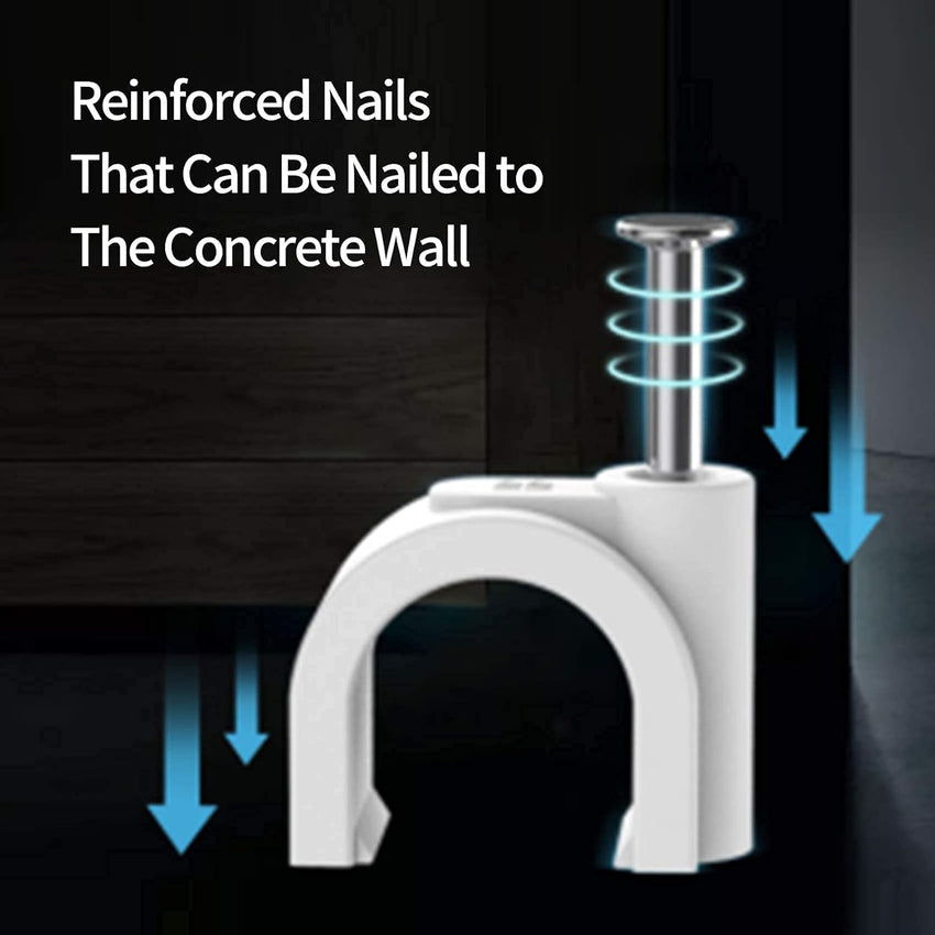 Cable Clips, 400 Pcs Strong Nails Durable White Round, 4 Size 4mm 6mm 8mm 10mm,Cable Holder Management Wire Tidy Clips