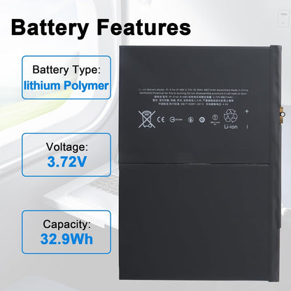 A1484 Battery Replacement for iPad 5th 6th 7th 8th Generation, A1474 A1475 A1476 A1822 A1823 A1893 A1954 A2197 A2198 A2200 A2270 A2428 A2429 A2430 MRJN2LL/A MD785LL/A MD786LL/A MD787LL
