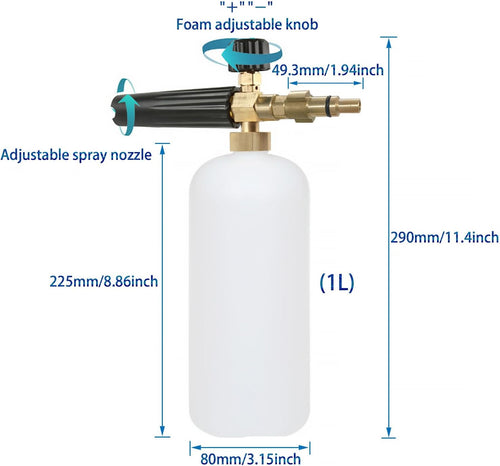Snow Foam Lance Adjustable Foam Cannon for Pressure Washers â Universal
