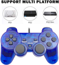Hovlian 2 Pack PS2 Wired Controllers Double Shock Gamepad â Clear Blue & Clear Green