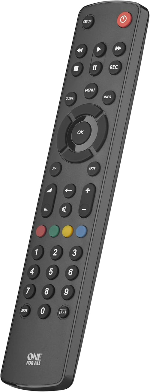 One For All Contour TV Universal Remote - Control of TV/Smart TV - Guaranteed to work with all manufacturer brands - Learning remote control - URC1210
