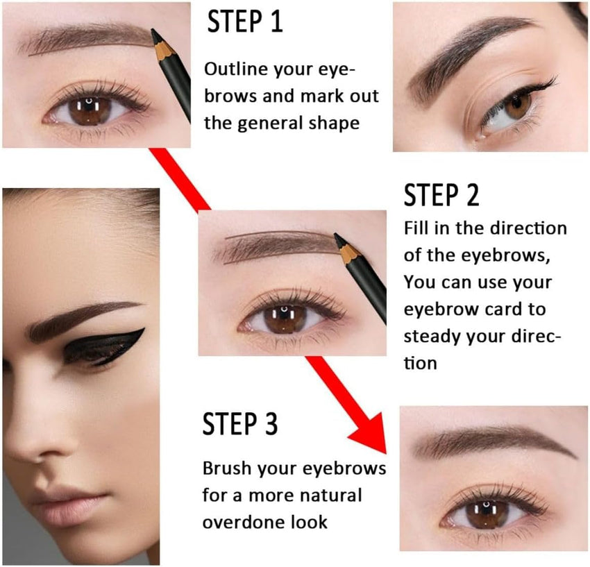 Eyebrow Pencil Set Long Lasting with Stencils Ã¢ÂÂ Brown