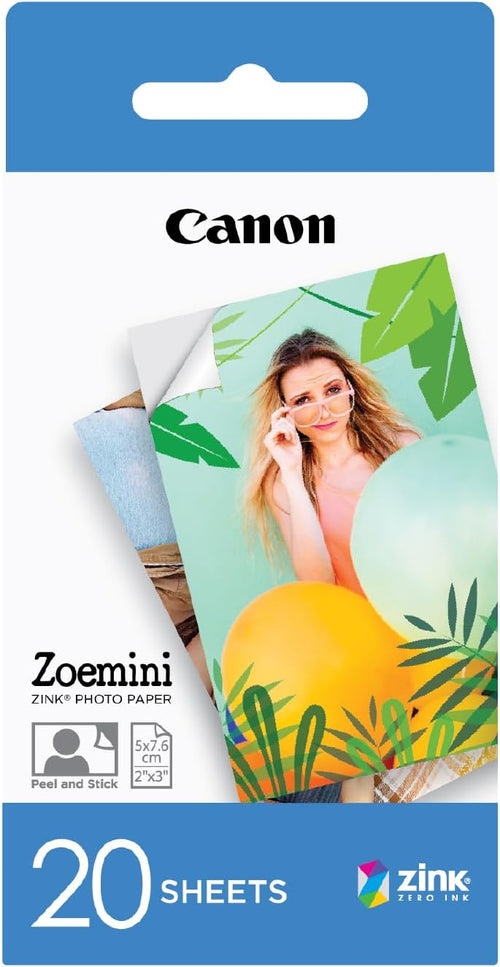 Canon ZinkTM Photo Paper - Sticky-Backed 2x3" Photo Paper (20 x Sheets) - Print Phone Photos for Personalised Stickers