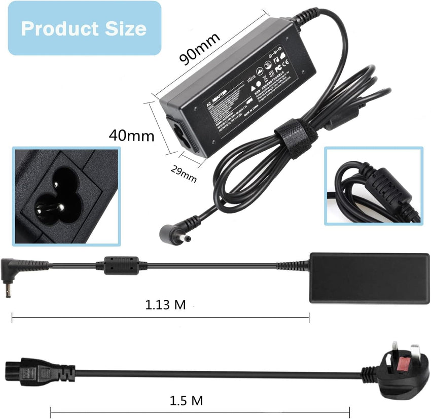 Jippofu Laptop Charger Compatible with Lenovo 45W Laptop Charger for Ideapad 1/3/5 100 110S 120S 310 310S 320 320S 330 330S 510 510S 520 710 Yoga 310 330 510 520 530 710 AC Power Adapter