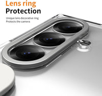 Case for Samsung Galaxy Z Fold 7 with Built-in Screen Protector/Finger Ring Buckle/Hinge Protection/Kickstand Shockproof Soft Touch Non-slip Phone Cover for Samsung Galaxy Z Fold7 Transparent