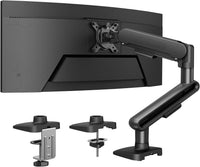 Ultrawide Single Monitor Arm 13-40in Holds 12kg C-Clamp & Grommet VESA 75/100mm 13 40in