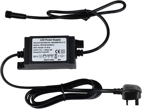 INDARUN LED Driver Adapter 12W 12V, LED Power Supply Waterproof IP67, Low Voltage Led Transformers for Led Decking Light