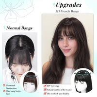 Fine Plus 18 Inch 360Â° Hair Topper with Fringe, Fluffy Wispy Fringe Blends Naturally Synthetic Hair Clips With 4"x5" Base Hairpieces for Women Daily Use & Parties (Dark Blonde with Dark Root)
