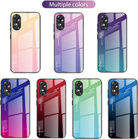 Case BLUE BLACK GRADIENT for Oppo A78 5G, Gradient Tempered Glass Back Case and Shockproof Silicone Tpu Protective Phone Case Cover (Blue/red)