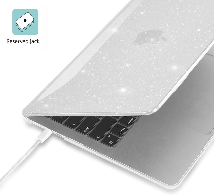 EooCoo Sparkly Case compatible for Macbook Air 13 inch M4 M3 M2 2025 2024 2022 Release, A3240 A3113 A2681 with Touch ID, Transparent Plastic Hard Shell Cover Mac 13.6 - Glitter Crystal Clear