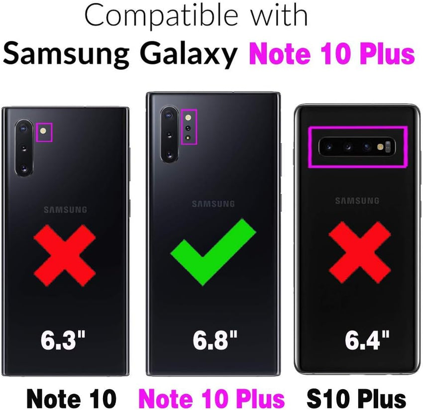Phone Case for Samsung Galaxy Note 10 pro and Tempered Glass Screen Protector Cover With Stand Ring Holder Kickstand Accessories Heavy Duty Rugged Protective Shockproof Hard Bumper Black