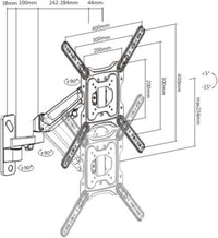 ProperAV Gas Spring Swing Arm Monitor & TV Wall Bracket 23'' 24" 28" 32" 37" 40" 42" 43" 46" 49" 55" VESA Max 400x400 Black