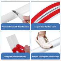 Floor Cable Cover Self-adhesive Cable Protector Flexible Floor Cord Covers PVC Cord Channel Wire Hider for Home Office Warehouse (6mx5cm, White)
