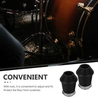 Veemoon 2pcs Bass Drum Spur Feet, Threaded Rubber Feet Non-Slip Leg Cover Percussion Accessories Durable Foot Pads for Bass and Tom Drum Leg Protection Enhance Stability and Performance