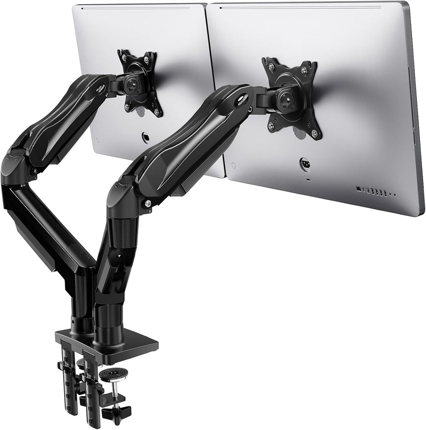 HUANUO Dual Monitor Stand for 13 to 30 Inch Screens, Dual Monitor Arm Desk Mount for Curved Flat Screens, Double Monitor Arm Support VESA 75/100 mm