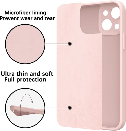 KPPIT for iPhone 13 Silicone Case 6.1 inch protective case,Ultra Slim Soft Gel Anti-Scratch,Microfiber Lining,Rubber Shockproof Case Cover for iPhone 13 Pink