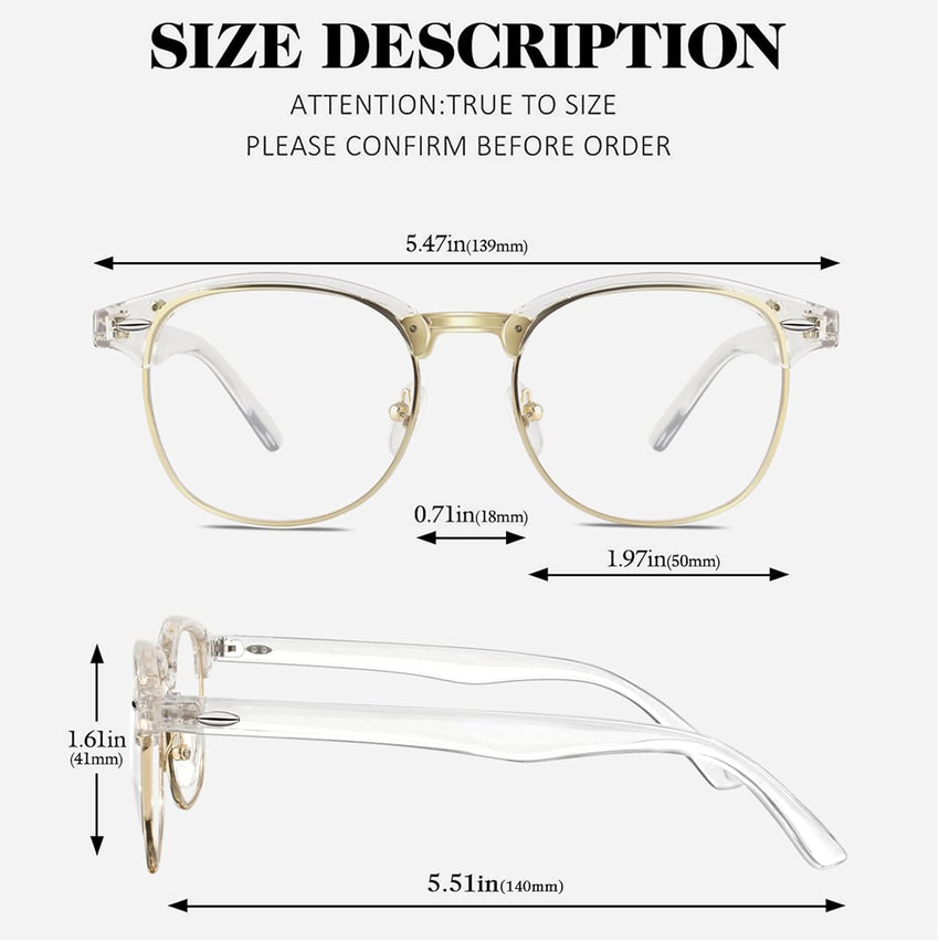 GQUEEN Fake Glasses Vintage Retro Half Frame Clear Lens Eyeglasses â Unisex