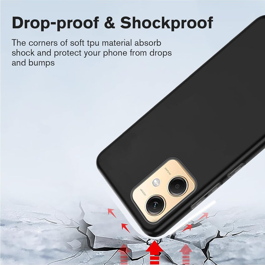 [4 in 1] Case Compatible with Redmi Note 12 5G Cover with 3 Pack Tempered Glass Screen Protector for Redmi Note 12 5G, Slim Fit Soft TPU Shockproof Anti-Scratch Phone Case Cover - Black