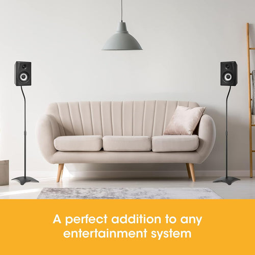 Speaker Stands, Speaker Stand Floor Pair, Universal Surround Sound Speaker Stands, Adjustable, Built in Cable Management, Suitable for Panasonic, Polk, Bose, JBL, Sony and Many Others, Black