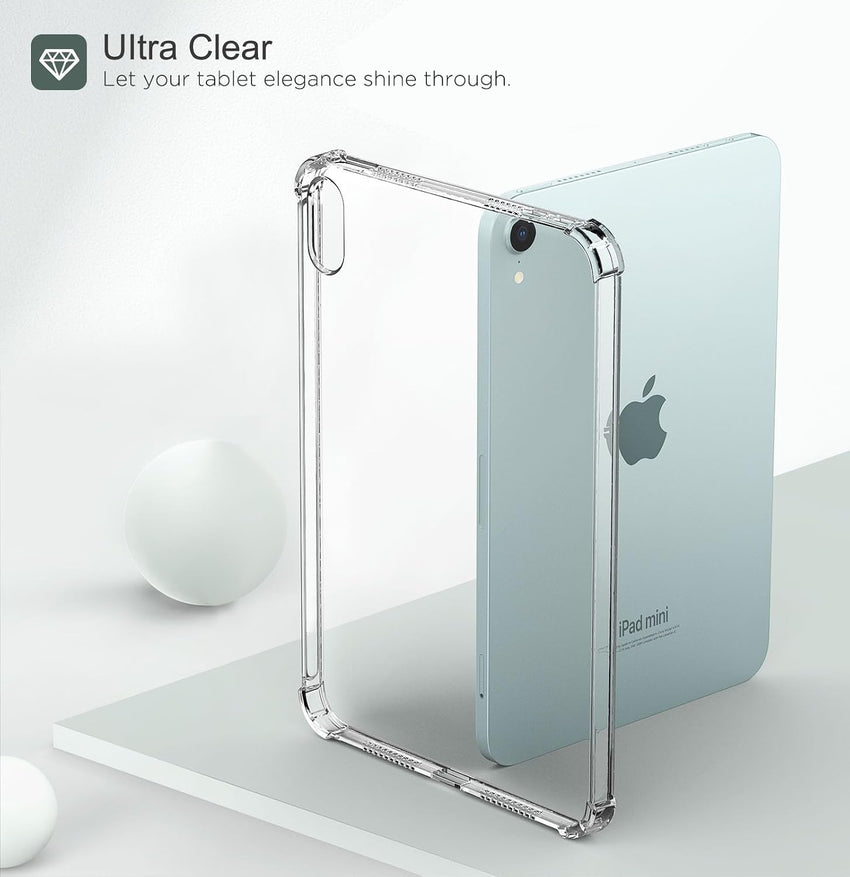 MoKo Clear Case for iPad mini (A17 Pro) 7th/6th Gen 2024/2021, Clear