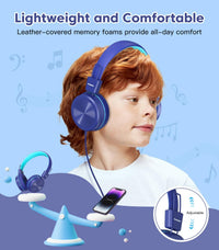 Cowyawn Kids Headphones, Toddler Headphones with Safe Volume Limiter 94dB, Wired School Headphones for Kid, 3.5mm Adjustable On-Ear Headphone for Boys/Girls/Children/Teens/iPad/Computer, Dark Blue