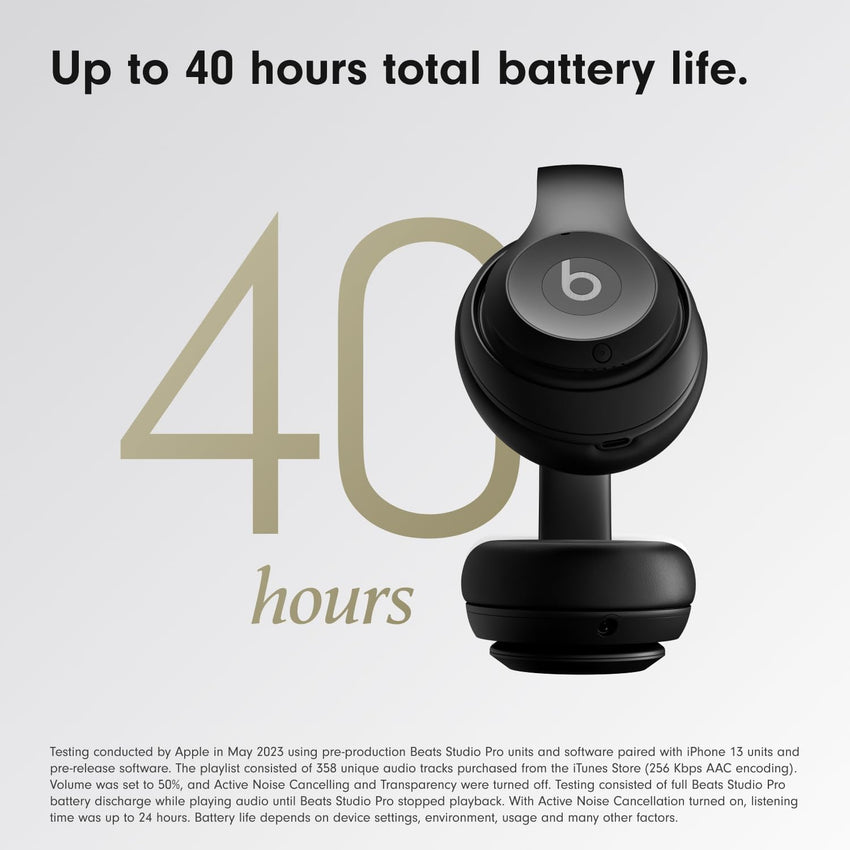 Beats Studio Pro - Wireless Bluetooth Noise Cancelling Headphones - Personalised Spatial Audio, USB-C Lossless Audio, Apple & Android Compatibility, Up to 40 Hours Battery Life - Black