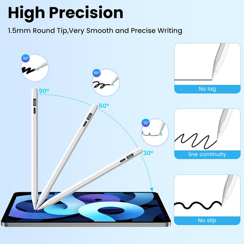 Stylus Pen for Ipad,Ipad Pencil for 2018-2024- Ipad Pen 3X Faster Charge/Work 11H with Palm Rejection/Tilt Sensitivity for iPad Pro 11/12.9/13'', iPad 6-10,iPad Air 11/13'',3-5,iPad Mini 5/6 (white)