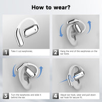 Ultra Open Ear Earbuds - Bone Conduction Headphones Wireless Bluetooth, Waterproof Deep Bass Earphones for Fitness and Running, Secure Fit for Small Ears, Sweat-Resistant for Workouts