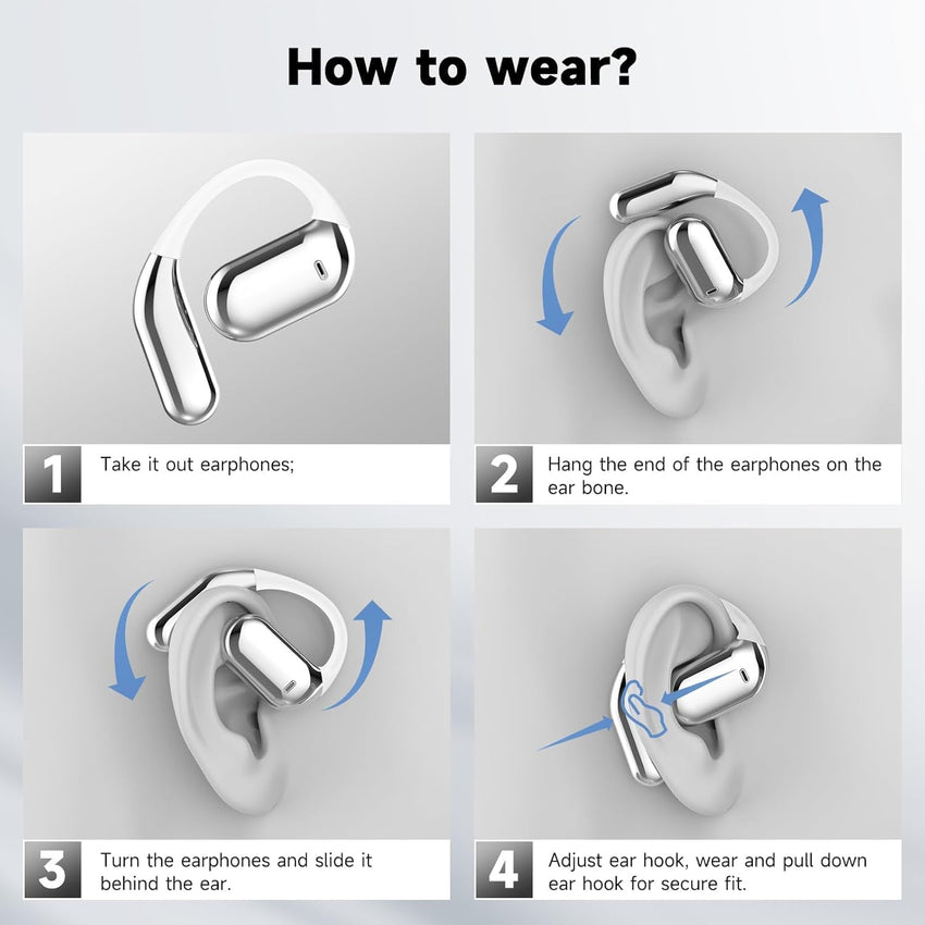 Ultra Open Ear Earbuds - Bone Conduction Headphones Wireless Bluetooth, Waterproof Deep Bass Earphones for Fitness and Running, Secure Fit for Small Ears, Sweat-Resistant for Workouts